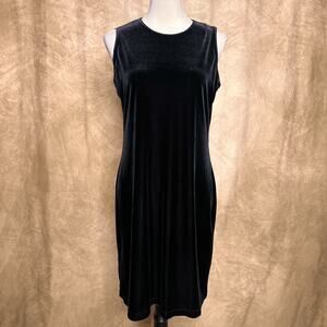 Vintage 90s Black Velour Shift Dress Sleeveless Maxi Women's 10 Whimsigoth Goth